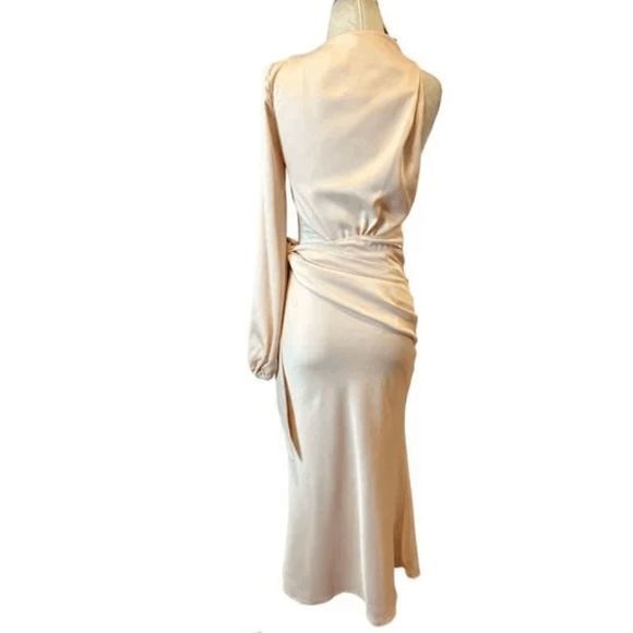 NWT Misha Collection x Revolve Maryan Dress in Pink Rose Cloud Cut Out Faux Wrap - Picture 10 of 14